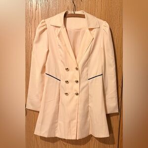 Elegant Cream Double-Breasted Women's Coat